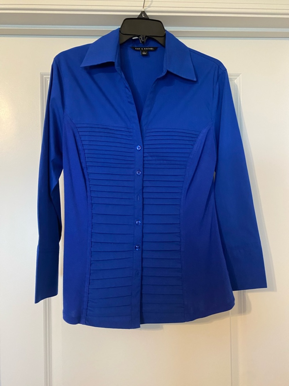 Zac & Rachel Cobalt Blue Pleated Front Button-Down Shirt